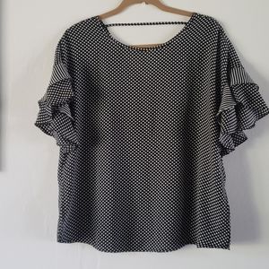 Como Vintage polka dot flutter sleeve blouse